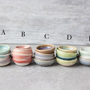 Tiny Stacks of Bowls // Doll Bowls // Miniature Bowls // Handmade Mini Pottery Bowls