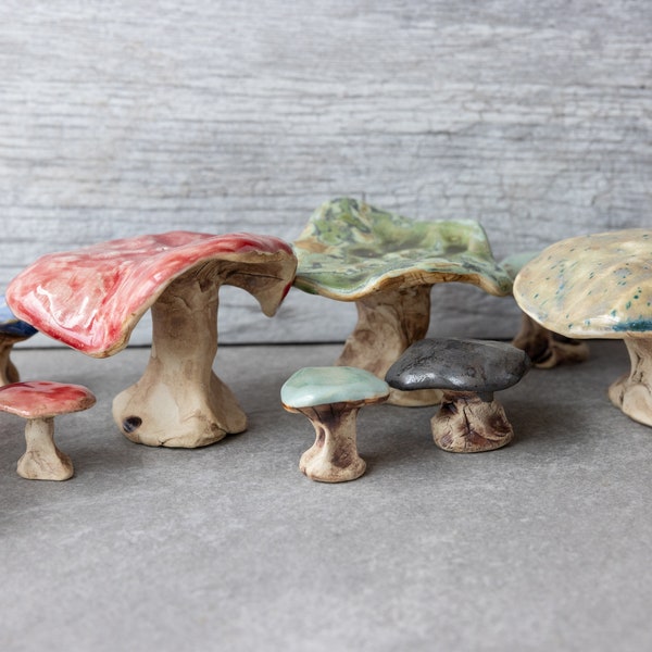 Small Ceramic Mushrooms // Tiny Mushroom Decor // Decorative Mushrooms