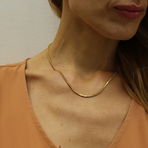 Gold Snake Chain Choker Necklace-Tarnish Free Necklace-Water Resistant Necklace-Everyday Necklace-Classic Necklace-Adjustable Necklace-Gift