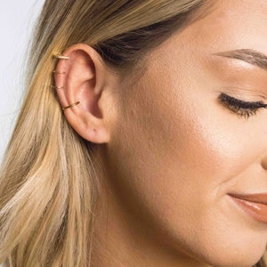 Manchette d'oreille en or-faux piercing-boucle d'oreille à clip-triple tour d'oreille-boucle d'oreille CZ-manchette de boucle d'oreille minimaliste-pas de boucles d'oreilles de piercing-cadeau