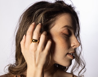 Bolvormige ring - Gouden ring - Stapelring van goud - Laagjesring - Trendy ring - Verkleurt niet - Ring voor elke dag - Statementring - Cadeau voor haar - Ring