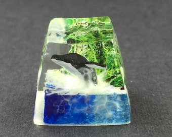 Custom Whale Keycap, Cherry MX Keycap Mechanical Keyboard, Resin Artisan Keycap, Custom Christmas Gift for Ocean Lover, Ocean Whale Keycap