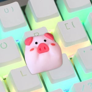 Cute Pig Keycap, handmade resin artisan Cherry MX keycap, Chubby Pig Keycap | Mechanical Keyboard | Gift for Gamers | Artisan Keycap