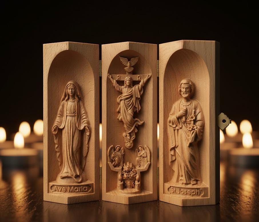 Holy Family Catholic Triptych of the Virgin Mary Jesus Christ St Joseph ...