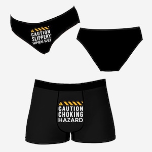 Couples Underwear, Funny Valentines Gift for Him, Funny Underwear Men,  Caution Choking Hazard Slippery When Wet, Anniversary Gift for Him -   Canada