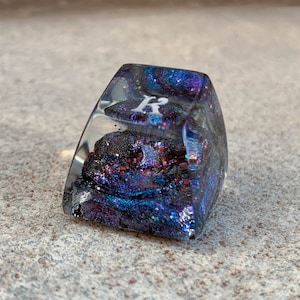 Galaxy keycap, Custom Initial Keycap, Cherry MX Keycap, Resin Artisan Keycap, Custom Christmas Gift for Gamer, Keyboard Collectible