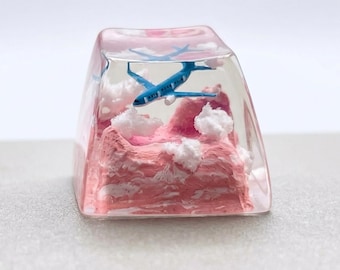 Tastiera con aereo su nuvola rosa, tastiera con aereo al tramonto rosa, regalo per pilota, regalo per amante degli aerei, tastiera da collezione