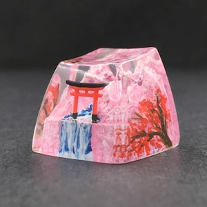 Sakura Tori Gate Keycap, Cherry blossom shrine keycap, Resin Red Shrine Keycap, Cherry MX SA Keycaps, Keyboard Accessories for Gamer