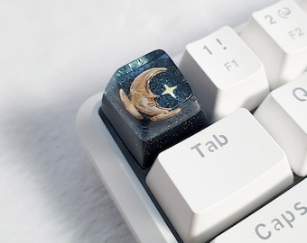 Tecla Crescent, Tecla artesanal hecha a mano, Tecla Night Sky, Tecla Space, Cherry MX Gaming, Teclado mecánico para juegos, Regalo para hijo