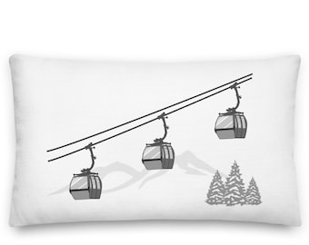 Lumbar Throw Pillow, 12 x 20 inch, Gondola, Ski Resort, Ski Area, Skiing