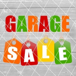 SVG - garage sale afbeelding, garage sale, verkooptags, vector, sublimatie, digitale download voor Cricut (svg, pdf, png, jpg-bestanden)