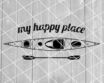 SVG - My Happy Place, Kayak, Paddle, Vector, Téléchargement numérique pour Cricut (fichiers svg, pdf, png, jpg)
