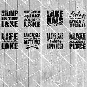 SVG - Lake Sayings, bundel van acht ontwerpen, digitale download voor Cricut (svg, pdf, png, jpg-bestanden)