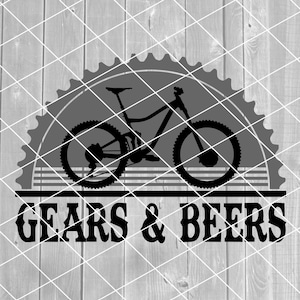 SVG - engrenages et bières, VTT, vélo disant, vecteur, téléchargement numérique pour Cricut (fichiers svg, pdf, png, jpg)