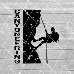 SVG - Canyoneering com Rock e Rappeller, Canyon, Canyoneer, Rappel, Climb, Vector, Download digital para Cricut (arquivos svg, pdf, png, jpg)