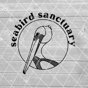 SVG - Seevogel Schutzgebiet mit Pelikan, Meer, Strand, Vogel, Marine, Vektor, digitaler Download für Cricut (svg, pdf, png, jpg Dateien)