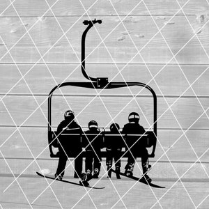 SVG- télésiège Clip Art, famille ski, enfants, ski, Parents, Snowboard, hiver, téléchargement pour Cricut (fichiers svg, png, pdf et jpg)