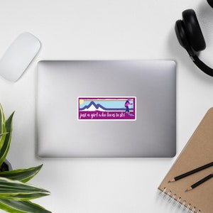 Stickers, Just A Girl Who Loves to Ski, Girl Skiing, Vinyl, Bubble-Free
