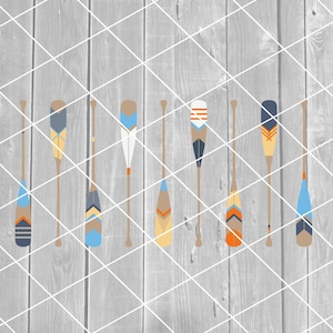 SVG - Oars, Paddles, Lake Decor, Hand Painted Wooden Oars, Rowboat, Layer, Vector, Digital Download for Cricut (svg, pdf, png, jpg files)