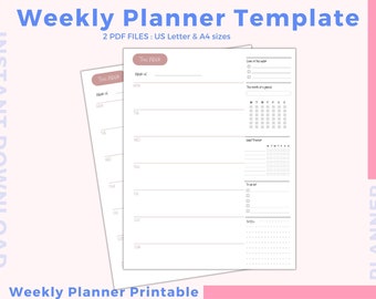 Weekly Planner Printable, Schedule Template, Printable Planner, Schedule printable, planner template, Weekly Planner Template, A4 & USLetter