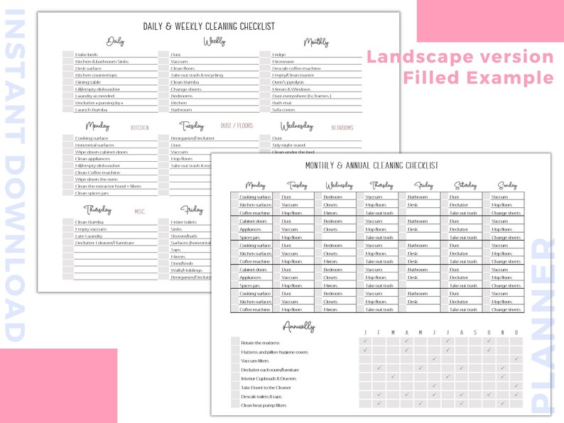 Editable, Spring Cleaning Checklist, Weekly Planner, Daily, Monthly ...