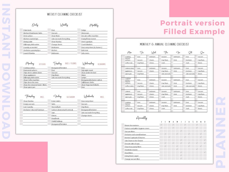 Editable, Spring Cleaning Checklist, Weekly Planner, Daily, Monthly ...