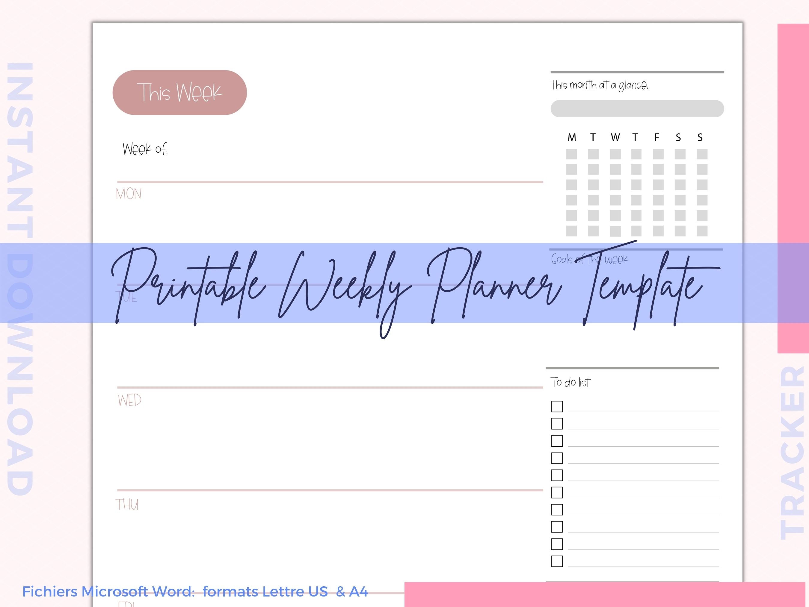 weekly planner template printable weekly planner printable etsy