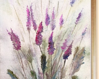 Lavendel Gemälde Original Aquarell Toskana Lavendel handgemaltes Bild 21 x 28 cm