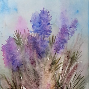 Original Lavender Watercolor Painting: Tuscany Landscape Art (8x6 inches)
