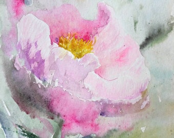 Peony painting original 6 by 8 inches Watercolor Flower painting artwork