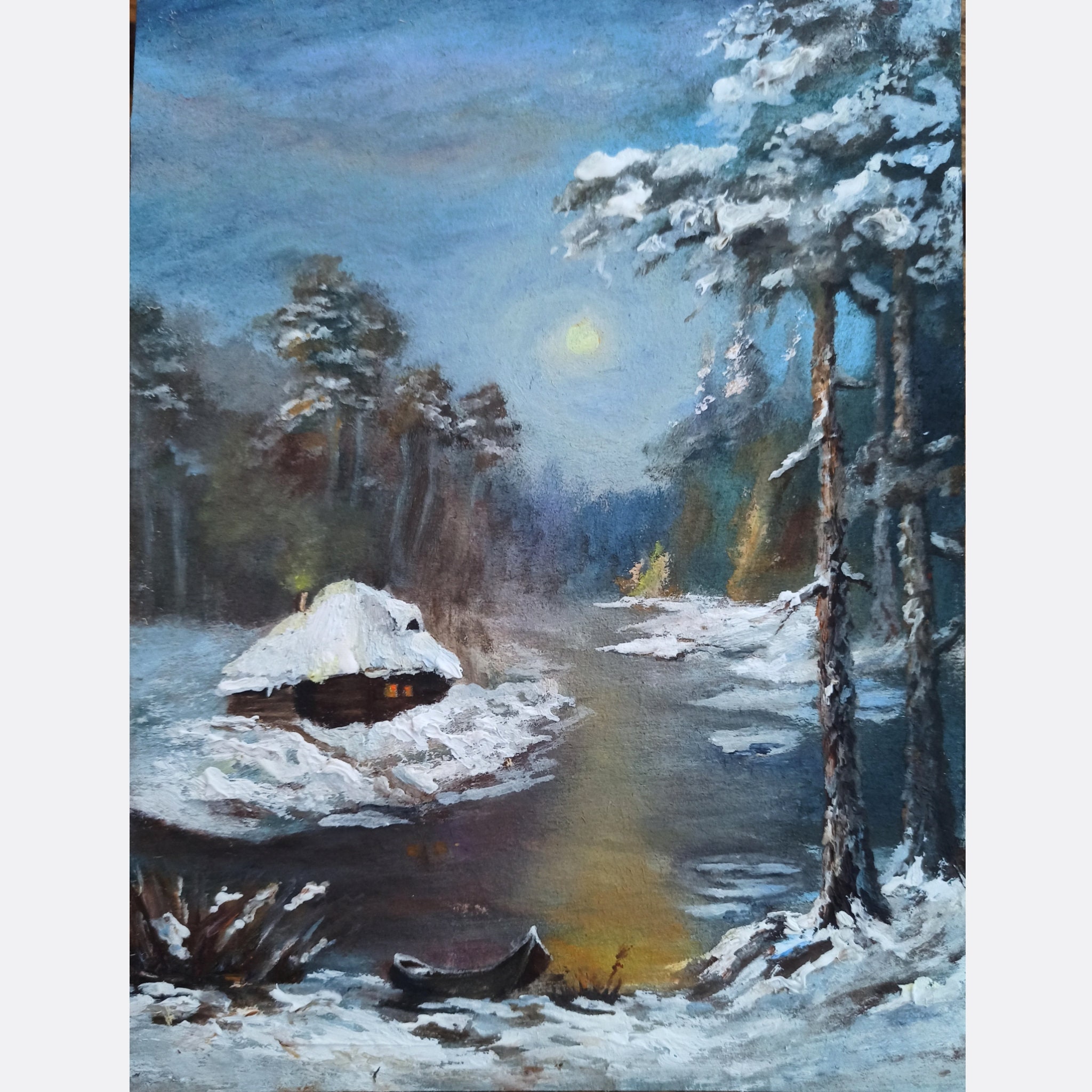 絵画 インテリア　絵　油絵　F4-272023　風景（雪国のはざ木） Amazon.co.jp: Wpunwen アートパネル 幸運の木風水絵 黄金の木の