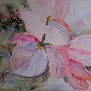 Dipinto originale di fiori di melo, albero di melo in fiore, sakura, acquerello floreale, fatto a mano, regalo per lei