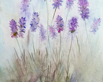 Lavendel Malerei Original Aquarell Toscana Lavendel Handgemachtes Gemälde 20x30cm