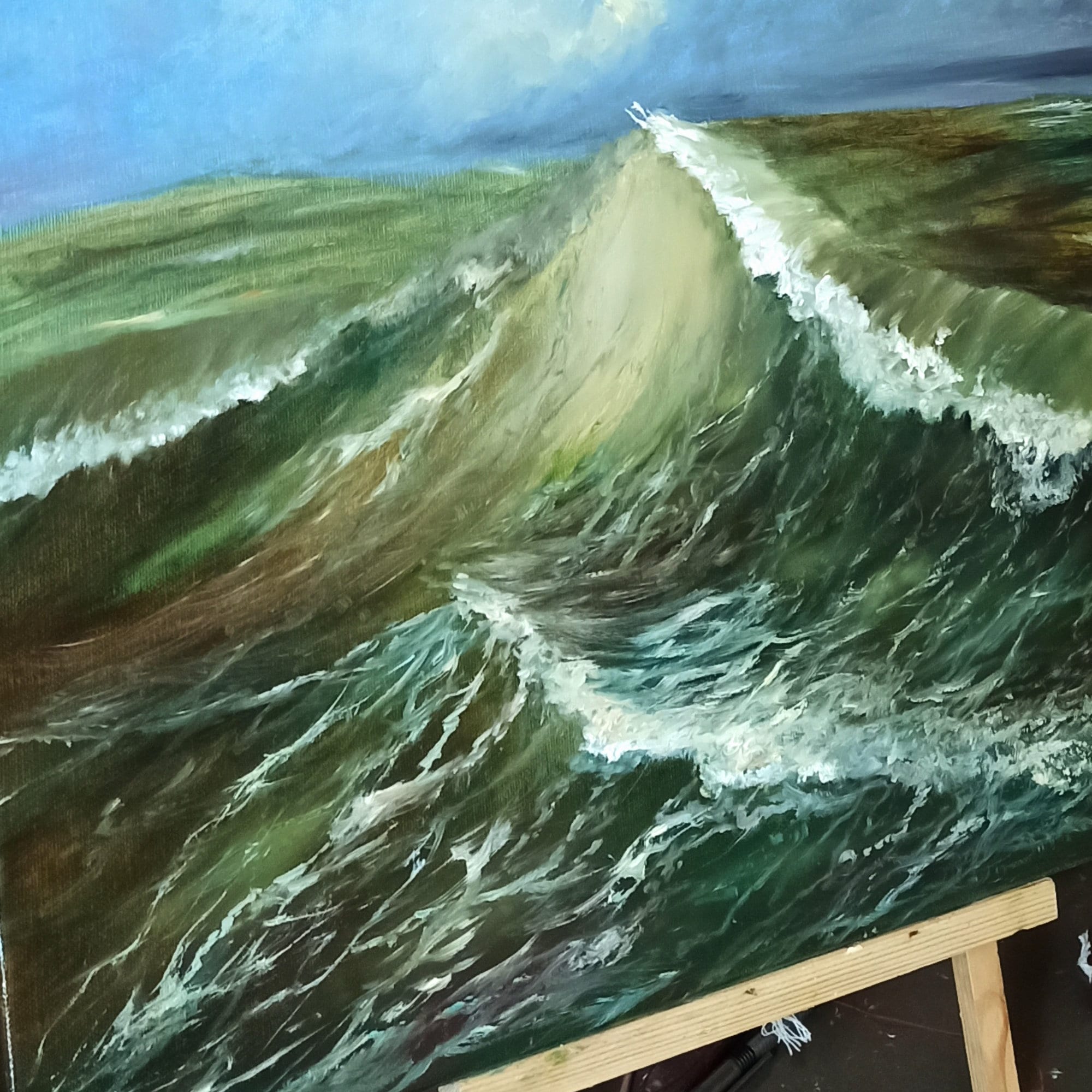 海の絵画オリジナル大きな波のリアルなアートワークは、キャンバスに張