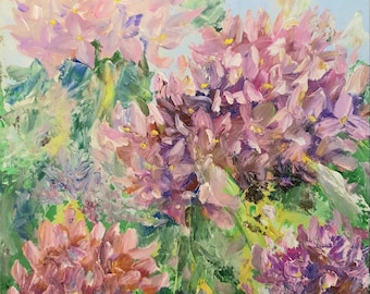 Hydrangea painting original Small blooming flower painting Floral artwork gift for her