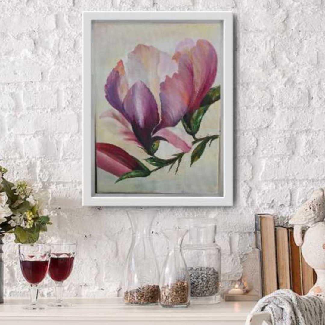 Magnolia Painting Original Still Life Oil Painting Neutral Colours ...