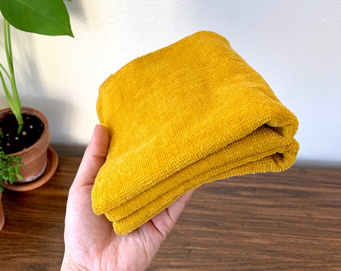 Pair of Mustard Yellow Dish Cloths, Solid Color Towel W/ Lady Pepperell