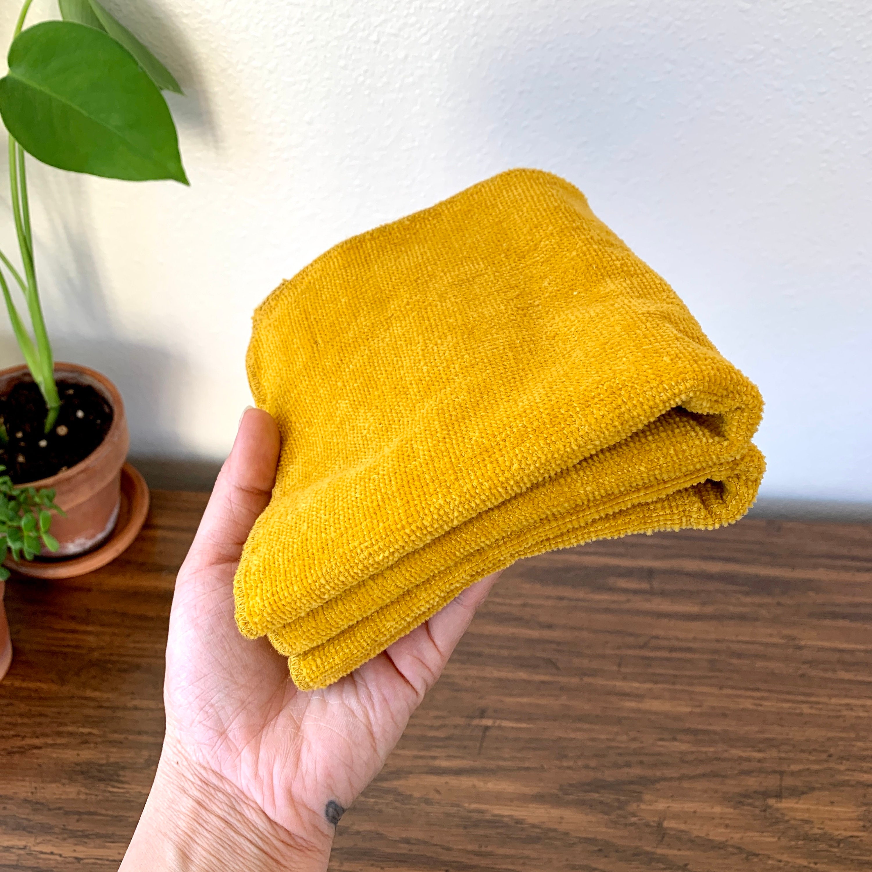 Pair of Mustard Yellow Dish Cloths Solid Color Towel w/ Lady Etsy