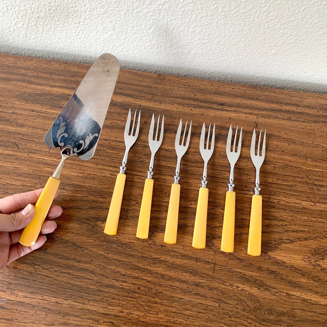 Pie Eating Utensil Set of 7 Pieces Forks & Pie Server with Etsy