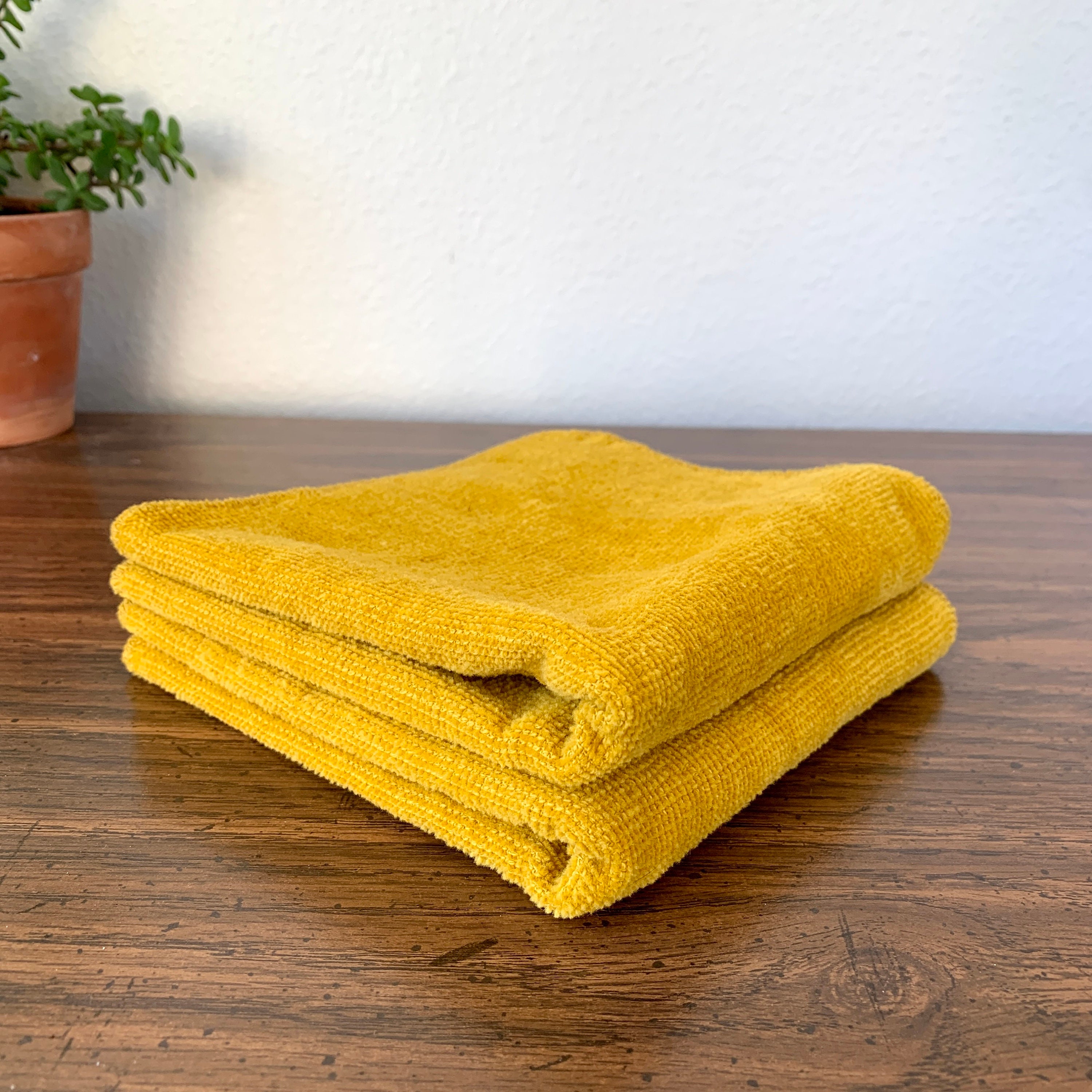 Pair of Mustard Yellow Dish Cloths Solid Color Towel w/ Lady Etsy
