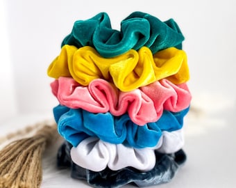 Soft Velvet Scrunchies, Holiday Hair Accessories, Jumbo Size, Gift for Nurses