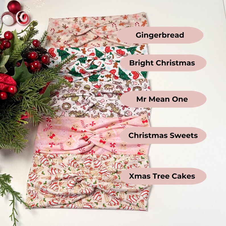 Christmas Twist Headband: Festive Holiday Print, Nurse Headband image 6