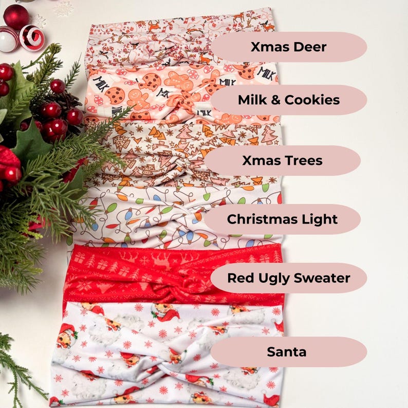 Christmas Twist Headband: Festive Holiday Print, Nurse Headband image 5