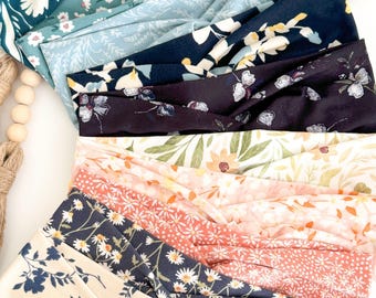 Floral Twist Headband: Soft Stretchy Wide Headband