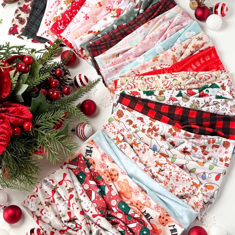 Christmas Twist Headband: Festive Holiday Print, Nurse Headband image 1