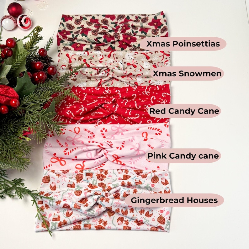 Christmas Twist Headband: Festive Holiday Print, Nurse Headband image 2