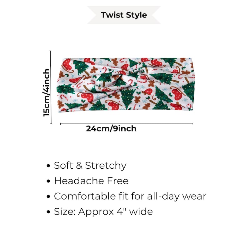 Christmas Twist Headband: Festive Holiday Print, Nurse Headband image 9