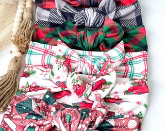 Christmas Tie Headband for Women, Holiday Festive Knotted Headband