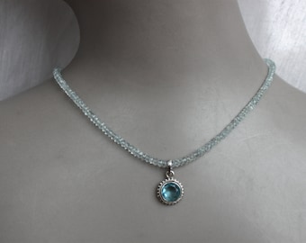 Everything flows! Aquamarine necklace with aquamarine pendant set in 925 silver