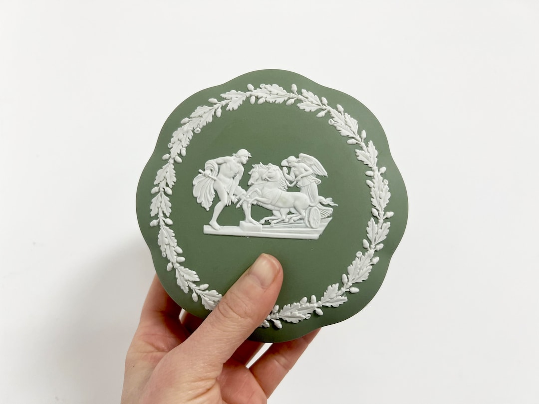 ヴィンテージ ウェッジウッド セージグリーン ジャスパーウェア 小物